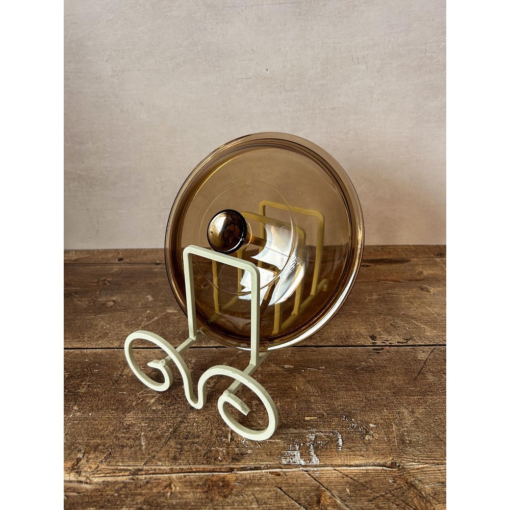 Vintage Wrought Iron Lid & Pan Rack - Antique Farmhouse Ornate Plate Organizer